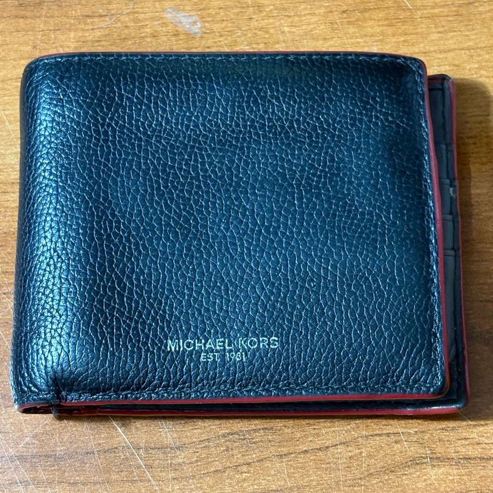 Michael Kors Black and Red Leather Card Holder